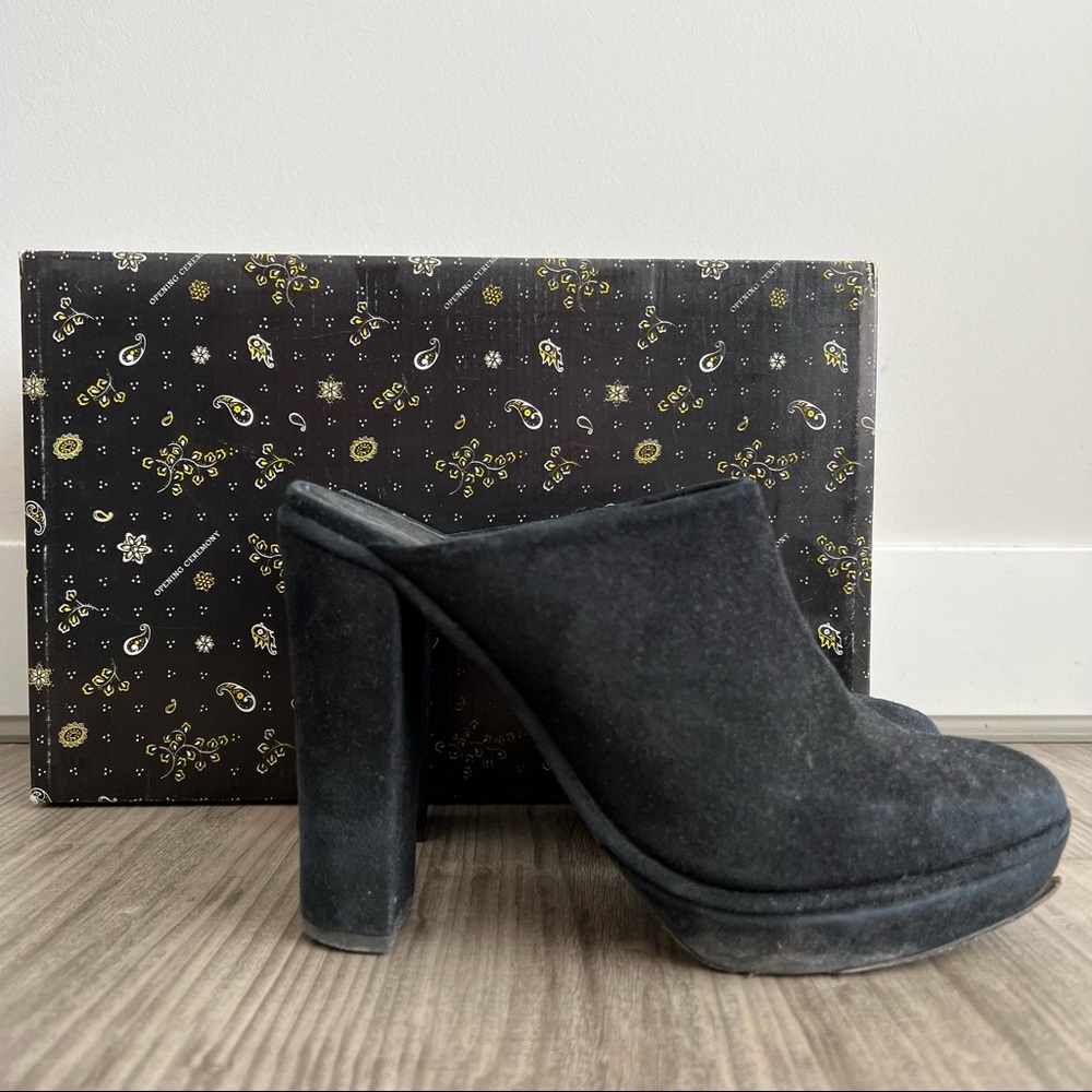 OPENING CEREMONY • Black Suede Platform Mule